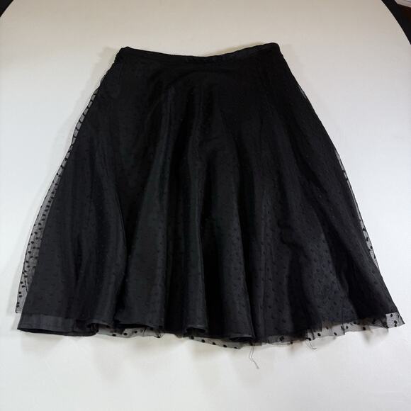 Vintage Neiman Marcus Black Polka Dot Tulle Lace Evening Midi Skirt Wms Size 6 - Picture 1 of 10